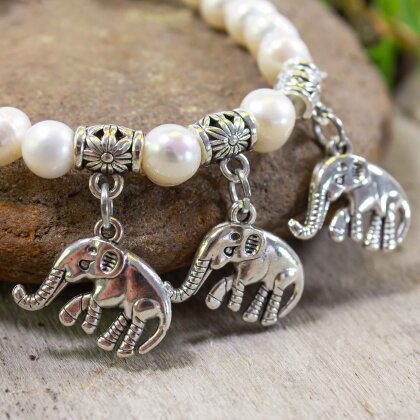 Biwa beads elephant bracelet pearl