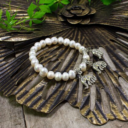 Biwa beads elephant bracelet pearl