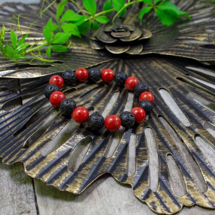 Lavastein & Schaumkoralle Perlenarmband