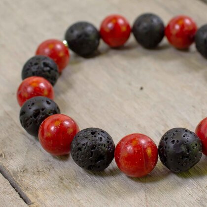 Lavastein & Schaumkoralle Perlenarmband