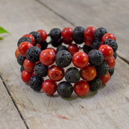 Lavastein & Schaumkoralle Perlenarmband