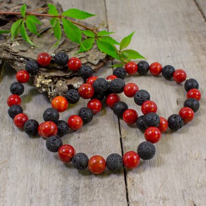 Lavastein & Schaumkoralle Perlenarmband