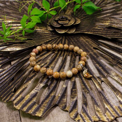 Landschaftsjaspis Perlenarmband mit Mond