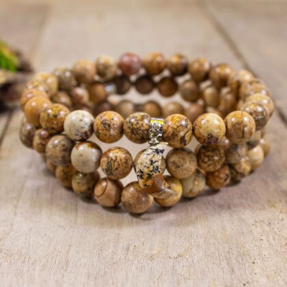 Landschaftsjaspis Perlenarmband mit Mond