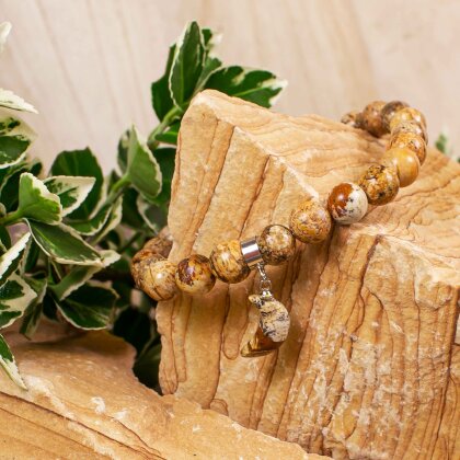 Landschaftsjaspis Perlenarmband mit Mond