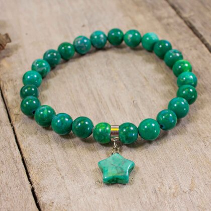 Magnesite Green Bead Bracelet with Star
