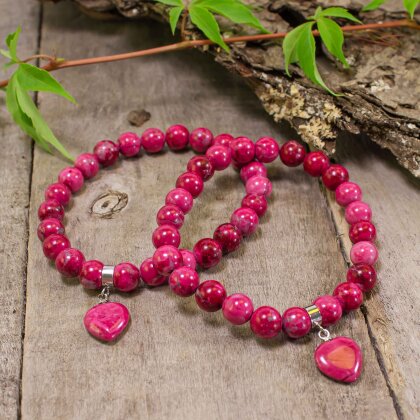 Magnesit Pink Perlenarmband Herz