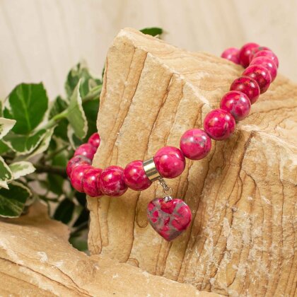 Magnesit Pink Perlenarmband Herz