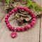 Magnesite Pink Bead Bracelet with Heart