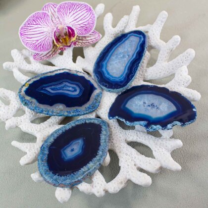 Agate slices set Blue "Loveliness" No. 003