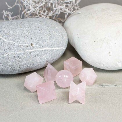 Crystal Energy geometric shapes set rose quartz