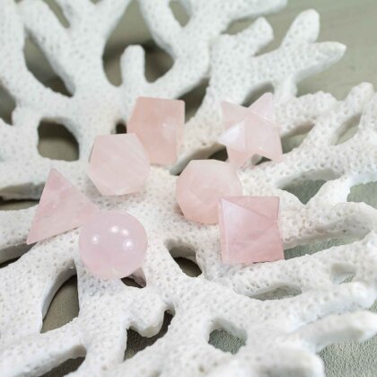 Crystal Energy geometric shapes set rose quartz