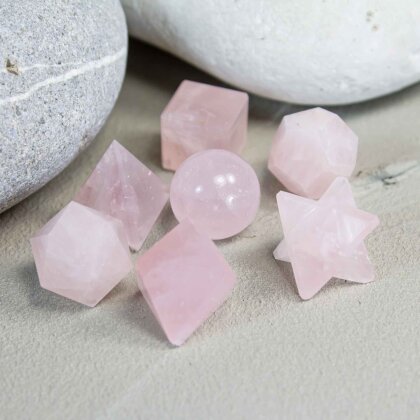 Crystal Energy geometric shapes set rose quartz