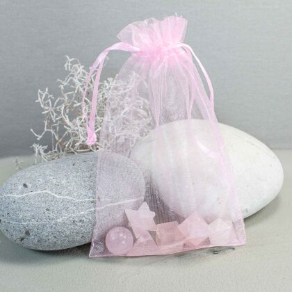 Crystal Energy geometric shapes set rose quartz