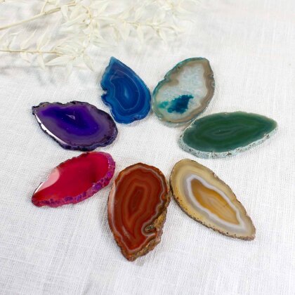 Chakra Set Agate Slices "Lucky Drops"