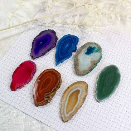 Chakra Set Agate Slices "Lucky Drops"
