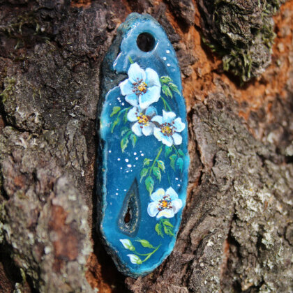 Agate pendant "Happiness with Flowers"