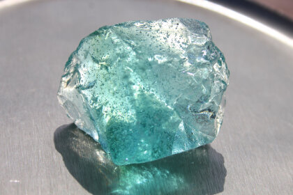 Sea Foam Healing Andara Crystal glass turquoise with bubbles 116 gr
